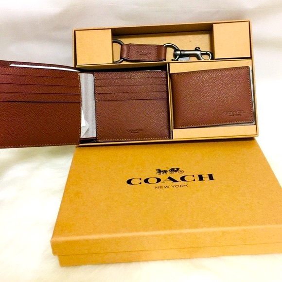 NWT Coach Men’s Brown Wallet Gift set - Picture 4 of 7